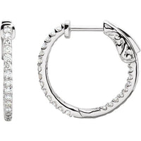 Platinum 1/2 CTW Diamond Inside-Outside 19 mm Hoop Earrings 1