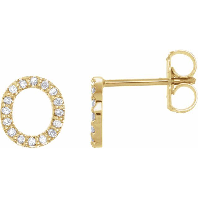 14K Yellow .07 CTW Diamond Single Initial O Earring 1