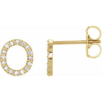14K Yellow .07 CTW Diamond Single Initial O Earring 1