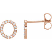 14K Rose .07 CTW Diamond Single Initial O Earring 1
