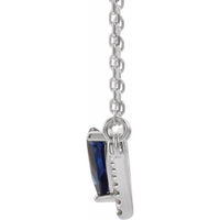 14K White Blue Sapphire & .06 CTW Diamond 16" Necklace 2