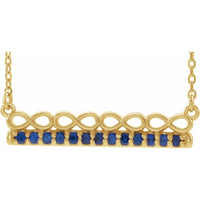 14K Yellow Blue Sapphire Infinity-Inspired Bar 18" Necklace 1