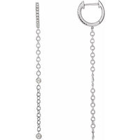 14K White 1/4 CTW Diamond Hinged Hoop Chain Earrings 1