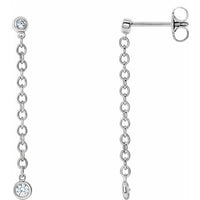 14K White 1/5 CTW Diamond Bezel Set Chain Earrings 1