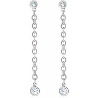 14K White 1/5 CTW Diamond Bezel Set Chain Earrings 2