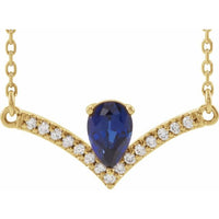 14K Yellow Blue Sapphire & .06 CTW Diamond 16" Necklace 1