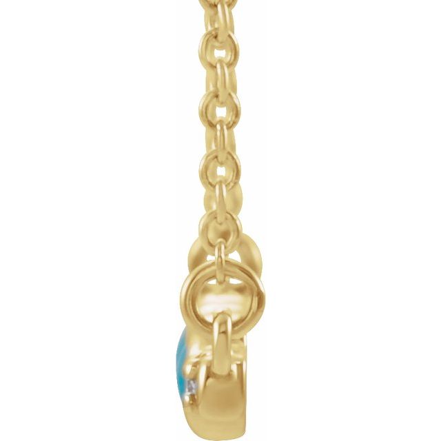 14K Yellow Turquoise & 1/8 CTW Diamond Bar 18" Necklace 2