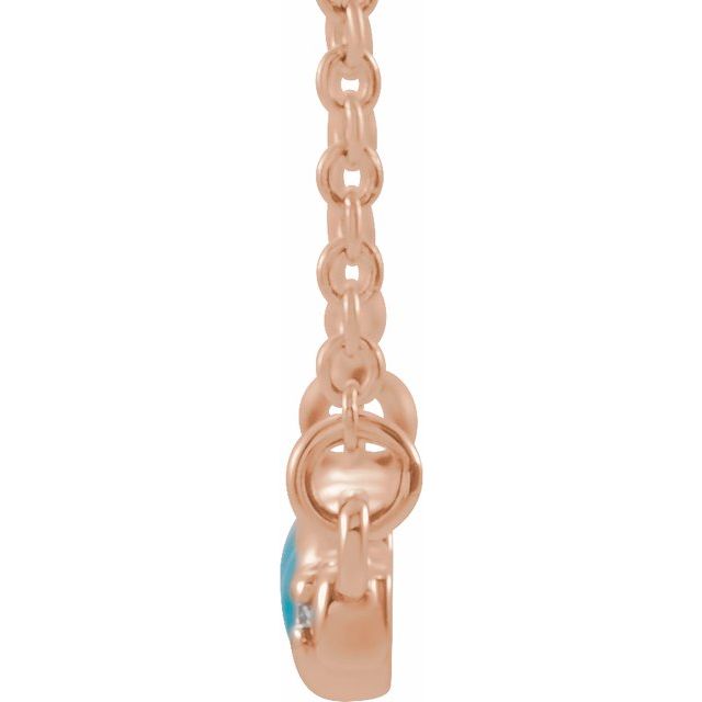 14K Rose Turquoise & 1/8 CTW Diamond Bar 16" Necklace 2