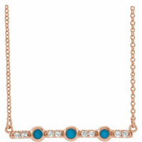 14K Rose Turquoise & 1/8 CTW Diamond Bar 16" Necklace 1