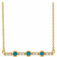 14K Yellow Turquoise & 1/8 CTW Diamond Bar 18" Necklace 1