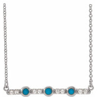 14K White Turquoise & 1/8 CTW Diamond Bar 18" Necklace 1