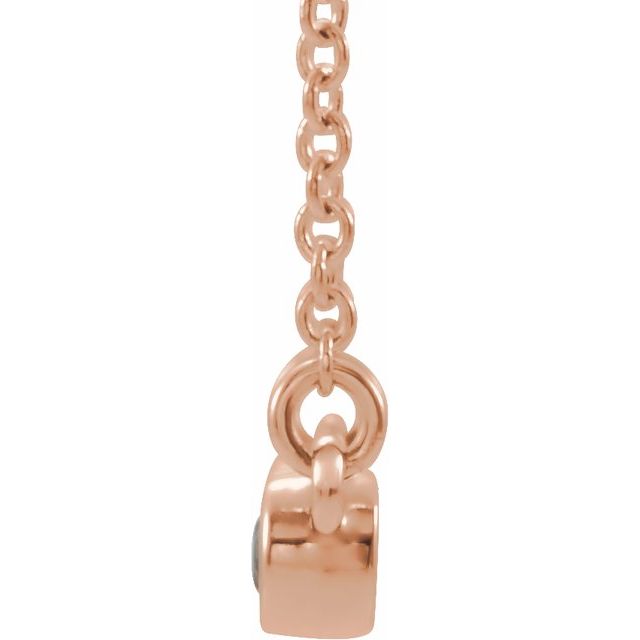 14K Rose Aquamarine Bezel-Set Bar 18" Necklace 2