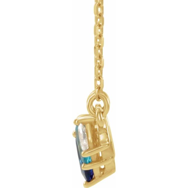 14K Yellow Multi-Gemstone & .07 CTW Diamond Curved Bar 18" Necklace 2