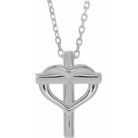 Sterling Silver Youth Cross with Heart 15" Necklace 1