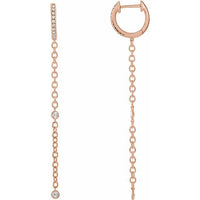 14K Rose 1/4 CTW Diamond Hinged Hoop Chain Earrings 1