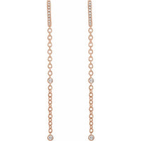 14K Rose 1/4 CTW Diamond Hinged Hoop Chain Earrings 2