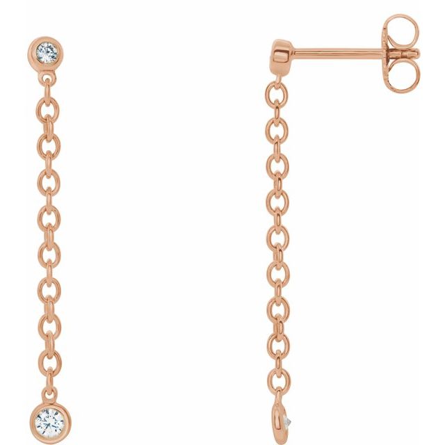 14K Rose 1/5 CTW Diamond Bezel Set Chain Earrings 1