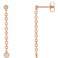 14K Rose 1/5 CTW Diamond Bezel Set Chain Earrings 1