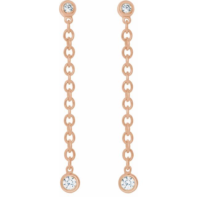 14K Rose 1/5 CTW Diamond Bezel Set Chain Earrings 2