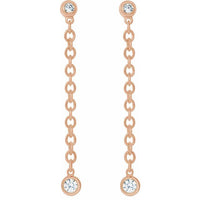 14K Rose 1/5 CTW Diamond Bezel Set Chain Earrings 2