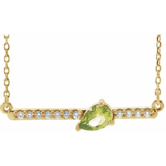 14K Yellow Peridot & 1/10 CTW Diamond 16" Necklace 1
