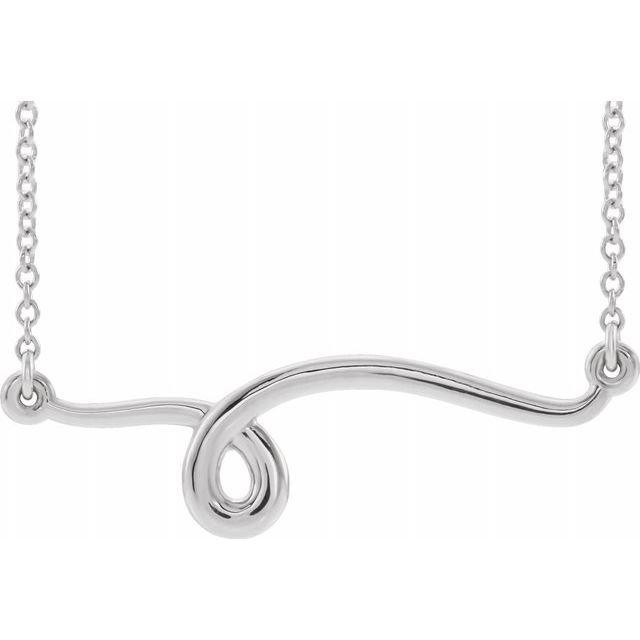 Sterling Silver 28.6x8 mm Freeform Bar 16" Neckalce 1
