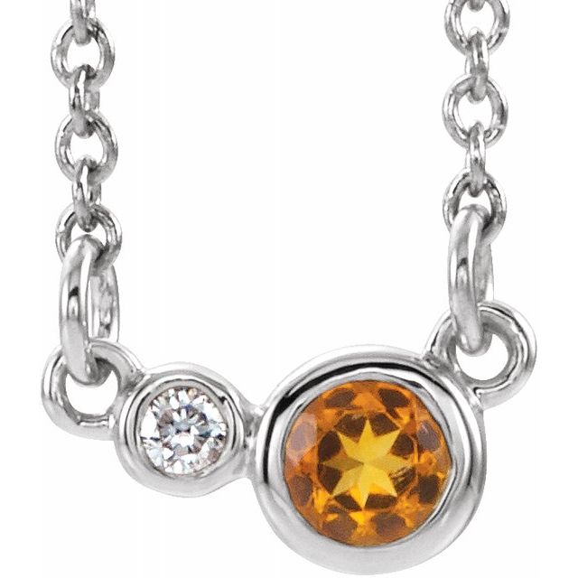 Sterling Silver Citrine & .02 CTW Diamond 18" Necklace 1