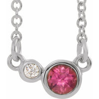 Sterling Silver Pink Tourmaline & .03 CTW Diamond 18" Necklace 1