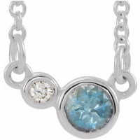 Sterling Silver Aquamarine & .02 CTW Diamond 18" Necklace 1