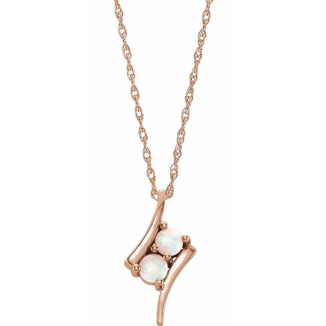 14K Rose Opal Two-Stone 16-18" Necklace 1
