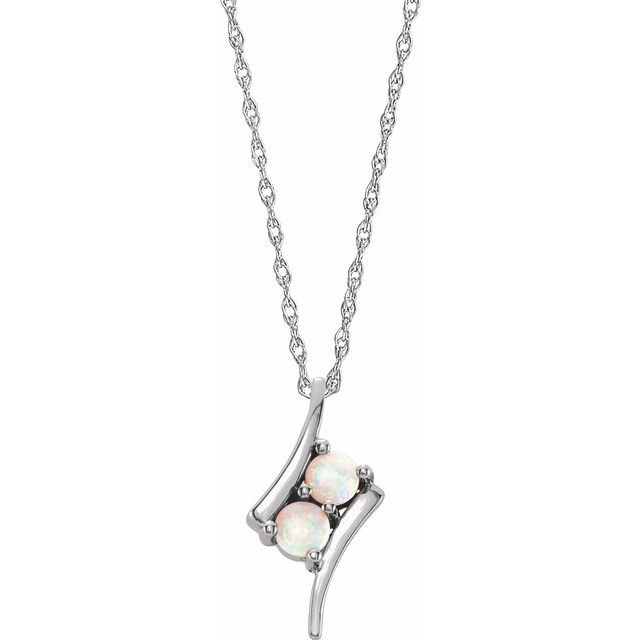 Sterling Silver Opal Two-Stone 16-18" Necklace 1