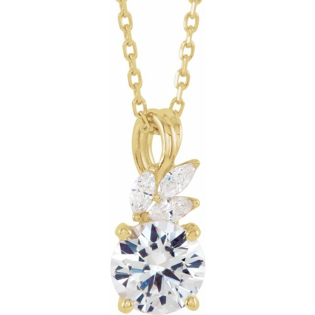 14K Yellow Sapphire & 1/10 CTW Diamond 16-18" Necklace 1