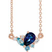 14K Rose Multi-Gemstone & .06 CTW Diamond 18" Necklace 1