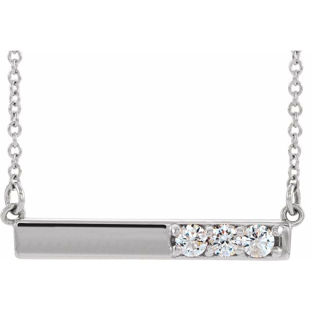 Sterling Silver 1/5 CTW Diamond Bar 16-18" Necklace 1