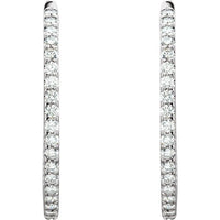 14K White 5 CTW Diamond Inside-Outside Hinged 44 mm Hoop Earrings 2