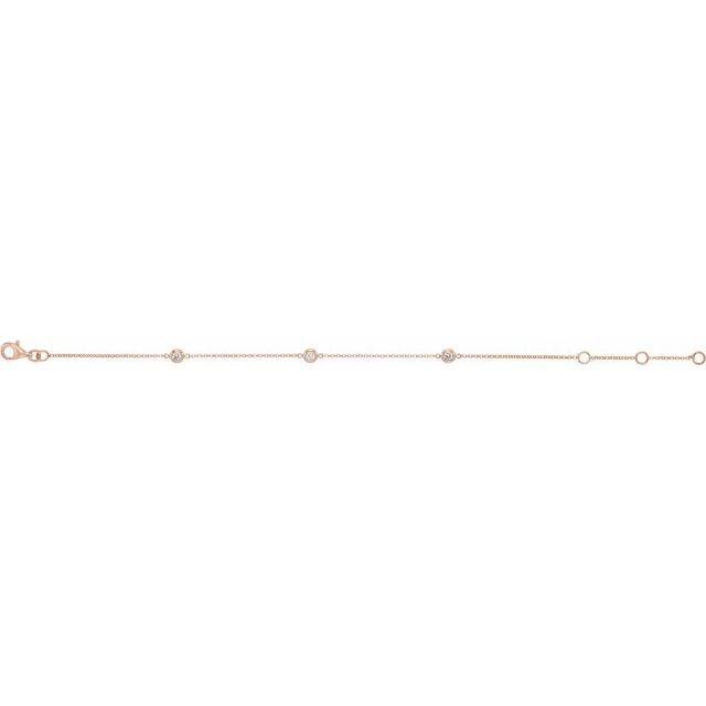 14K Rose 1/6 CTW Diamond Bezel-Set 3-Station Bracelet 2