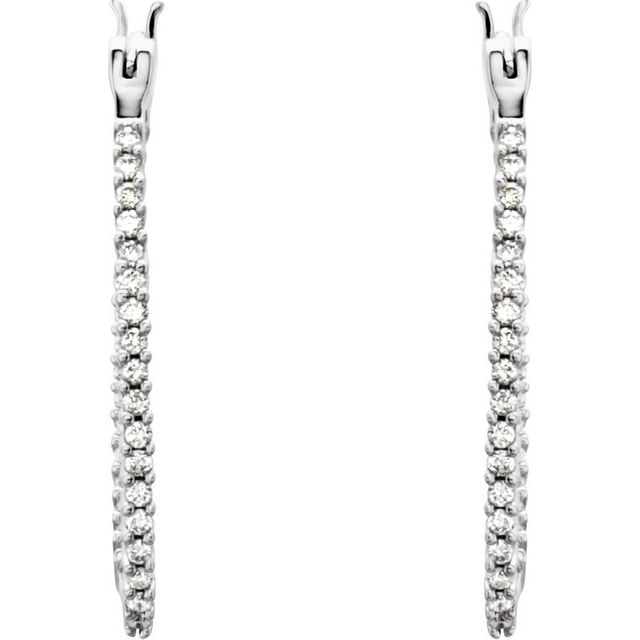 14K White 1/4 CTW Diamond Inside-Outside Oval Hoop Earrings 2