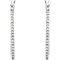 14K White 1/4 CTW Diamond Inside-Outside Oval Hoop Earrings 2