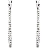 14K White 1/4 CTW Diamond Inside-Outside Oval Hoop Earrings 2