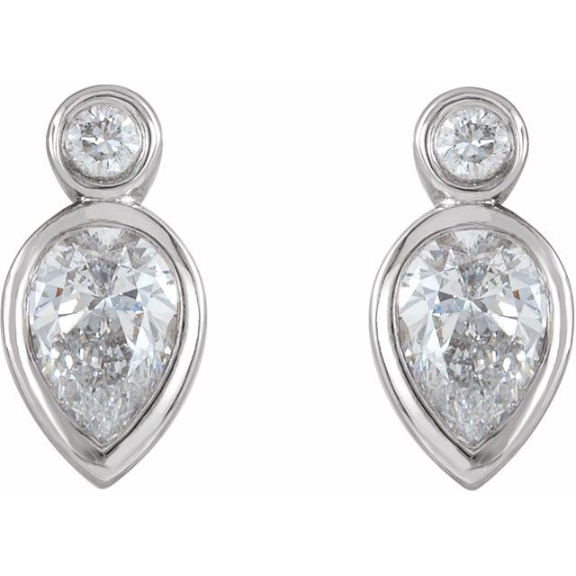 14K White 1/3 CTW Diamond Bezel-Set Earrings 2