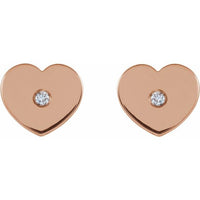 14K Rose .01 CTW Diamond Solitaire Heart Youth Earrings 2