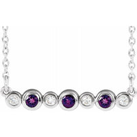14K White Amethyst & .08 CTW Diamond Bezel-Set Bar 16-18" Necklace 1