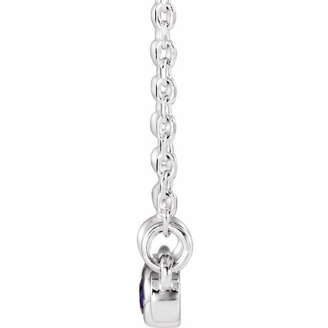 14K White Amethyst & .08 CTW Diamond Bezel-Set Bar 16-18" Necklace 2