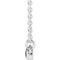 14K White Amethyst & .08 CTW Diamond Bezel-Set Bar 16-18" Necklace 2