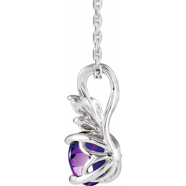 14K White Amethyst & 1/10 CTW Diamond 16-18" Necklace 2