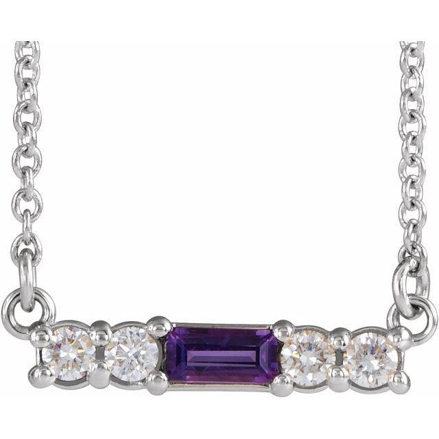 14K White Amethyst & 1/5 CTW Diamond 18" Necklace 1