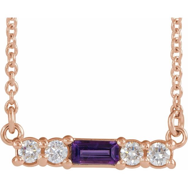 14K Rose Amethyst & 1/5 CTW Diamond 18" Necklace 1