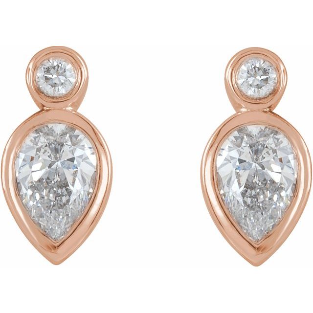 14K Rose 1/3 CTW Diamond Bezel-Set Earrings 2