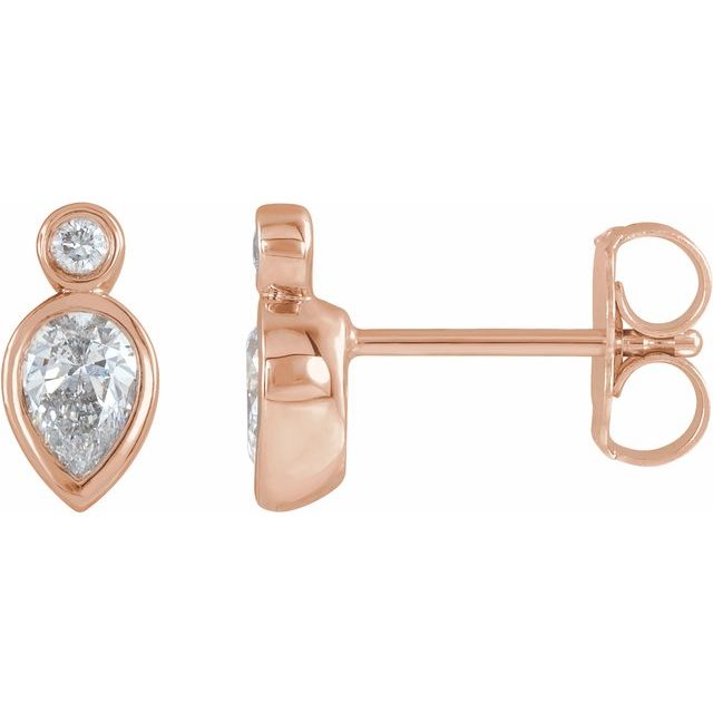 14K Rose 1/3 CTW Diamond Bezel-Set Earrings 1