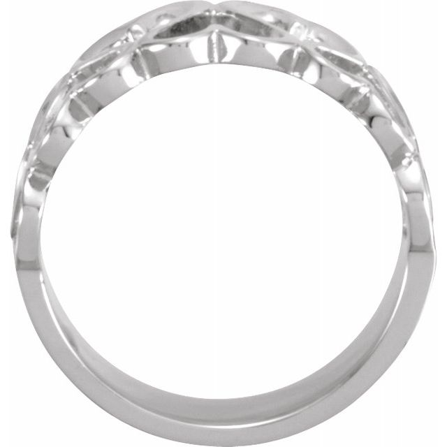 14K White 10 mm Heart Design Band Size 11 2